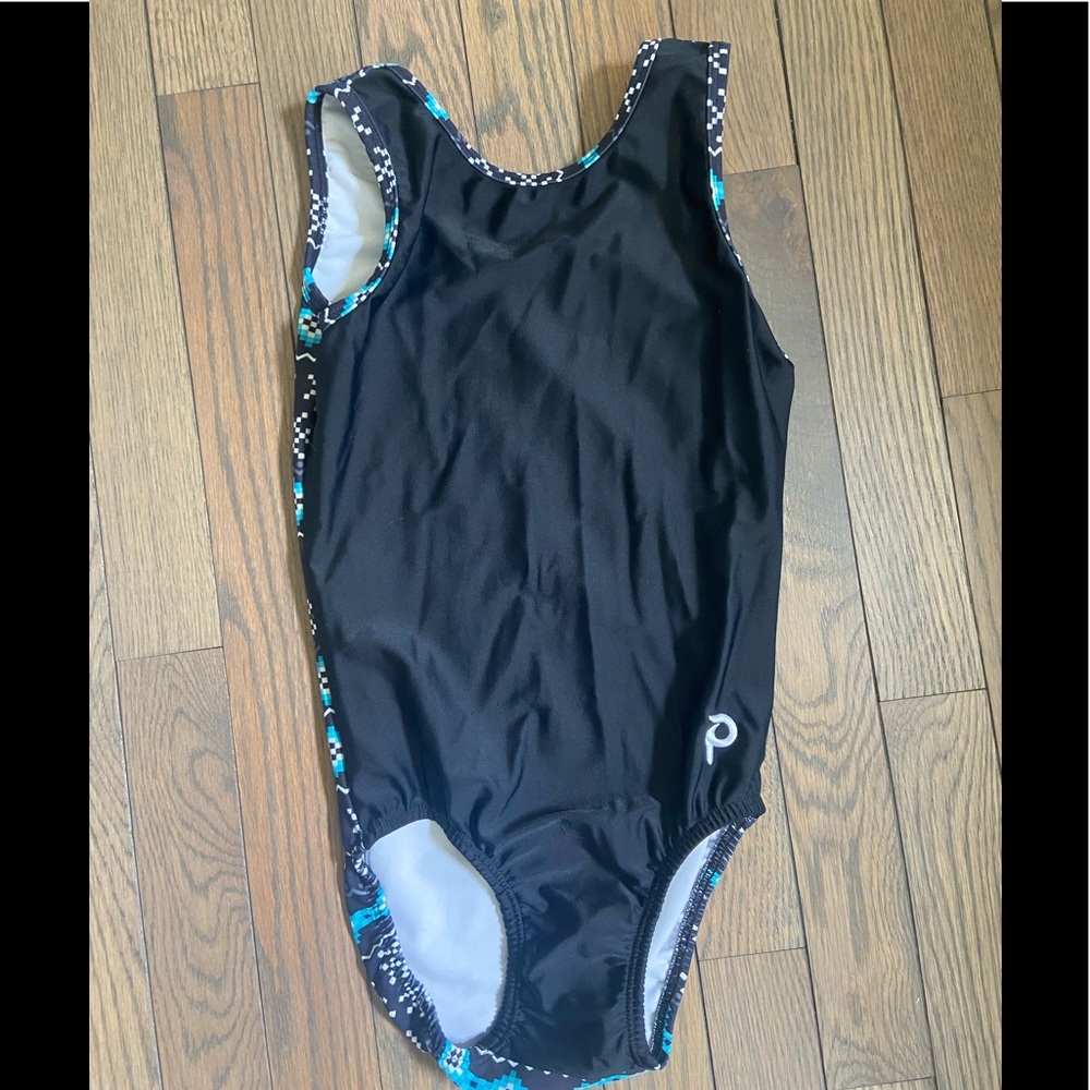 EUC Plum leotard- black front and blue snowflake